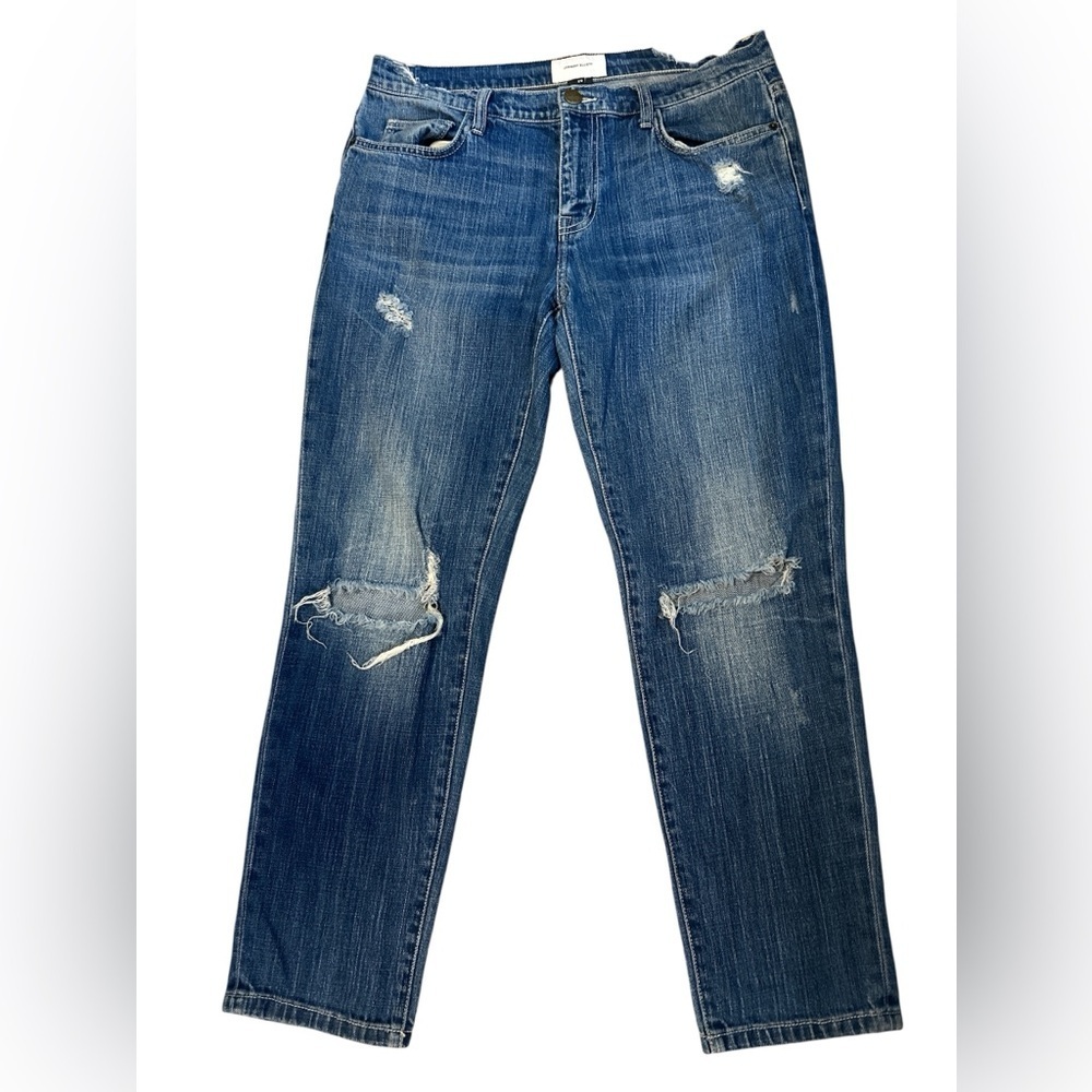 Current/Elliott Blue Distressed Boyfriend Jeans